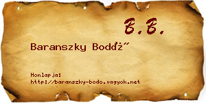 Baranszky Bodó névjegykártya